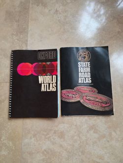 Vintage Oxford World Atlas and State Farm Road Atlas. 16x11 Ea
