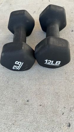 Pair of 12lb Neoprene Hex Dumbbells (24 lbs Total)