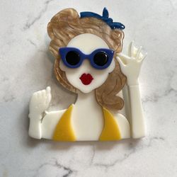 Cutest New Vintage Style Brooch / Lapel Pin Fashion Fun - Made in Thick Acrylic Material