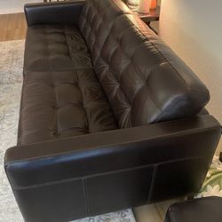 Italian Leather Sofa – Mid-century Modern Style, Made in Italy
