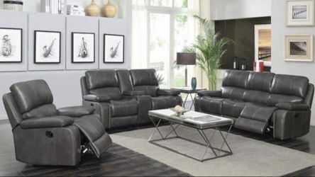 Charcoal Recliner Sofa And Loveseat Set