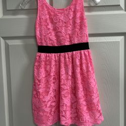H&M Girls Hot Pink Sleeveless Lace Dress - Size 10 - GUC
