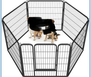Yaheetech 32" H 6-Panel Extra Wide Dog Playpen w/Door for Indoor Outdoor