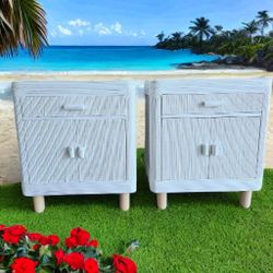 Restoration Hardware Inspired White Pencil Reed Dresser/Nightstands