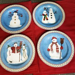 Snowman Dishes Service For 4