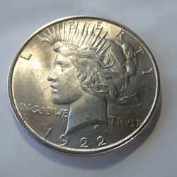 1922 Unc PEACE DOLLAR PINGCOIN TESTED 