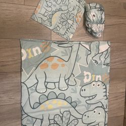 Dinosaur Pattern Toddler Duvet Cover Kids Crib Set,1 cover,1 Fitted Sheet, 1 toddler pillow