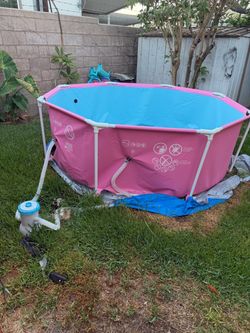 Pink Above Ground Frame Pool with Filter Pump