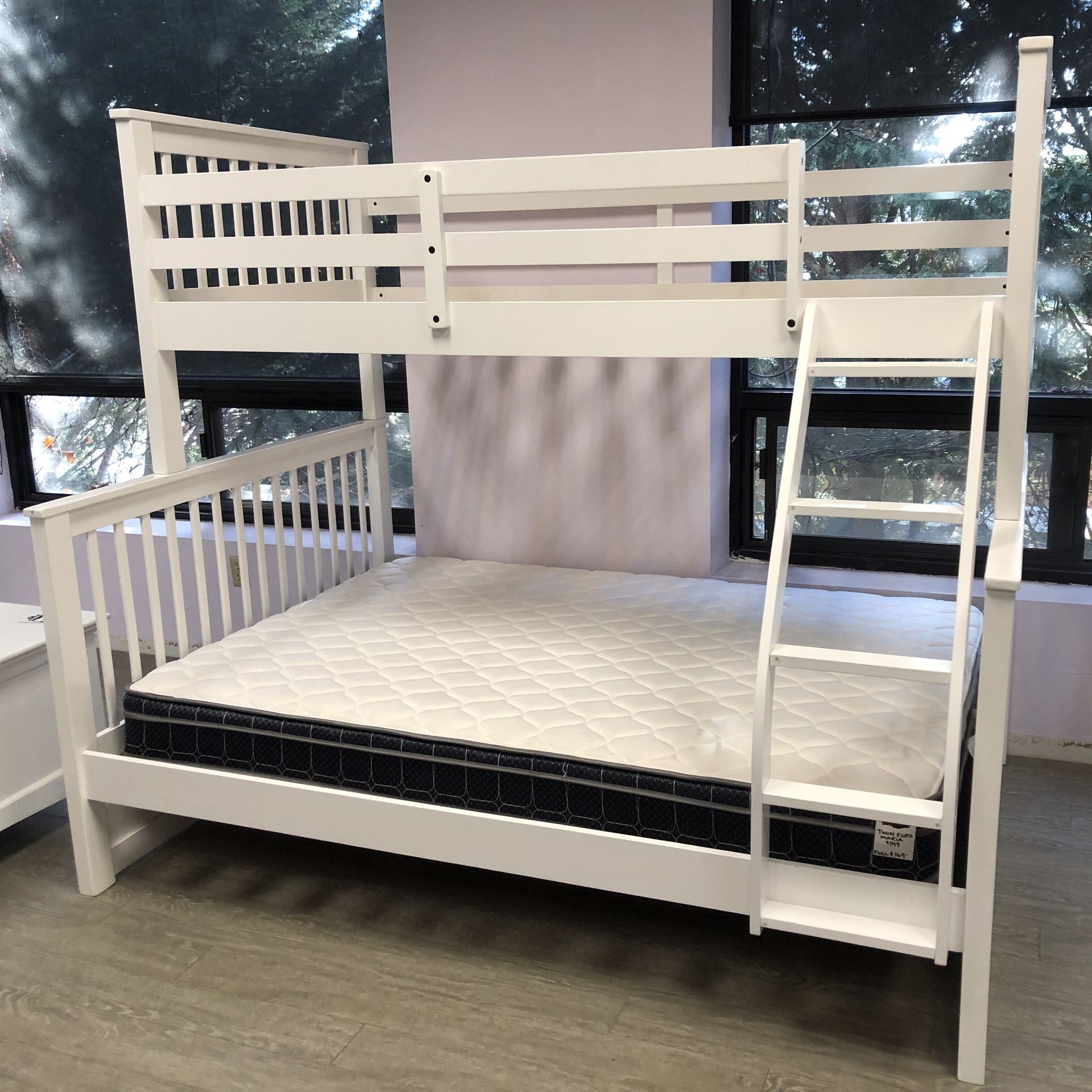 Grey, White, Or Espresso Twin/Full Bunk Bed