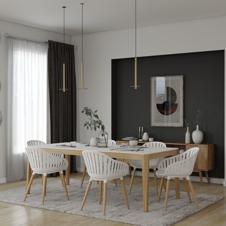 BRAND NEW 7 Piece 100% FSC Certified Wood Duraboard Indoor Furniture White Whit Chairs Dining Set