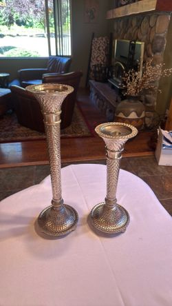 Silver Candlestick Holder- Heavy Weighted