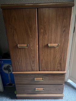 Wood Grain Armoire with Drawers