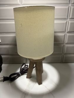 New small khaki tripod creme shade lamp