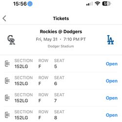 4 Tickets: Rockies @ Dodgers 5/31