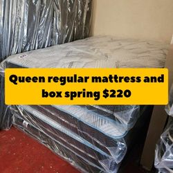 Queen Regular Mattress And Box Spring 