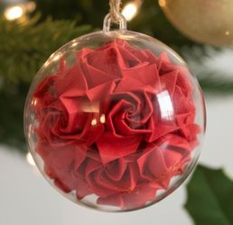 Christmas Ornament – Origami Rose Ball – Handmade Holiday Decor