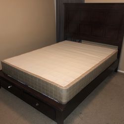 Queen Bed Frame w/ 2 Drawers & Box Spring