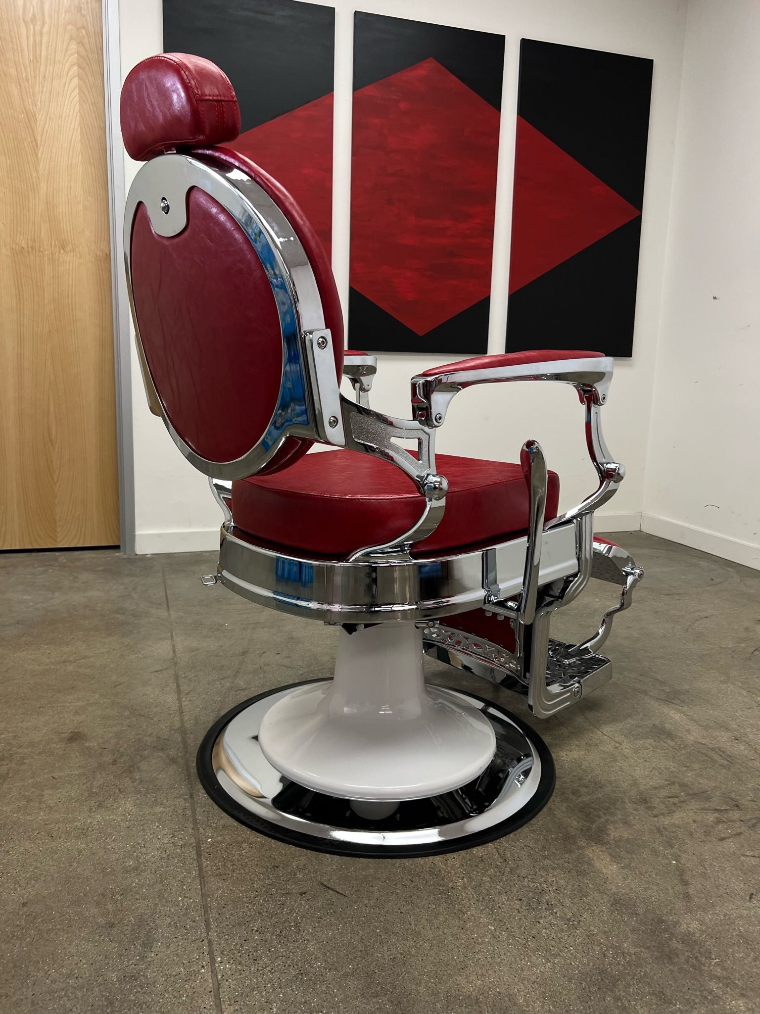 Red white Chrome Hydraulic Barber Salon Chair 3860