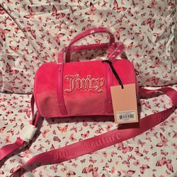 New Pink Juicy Couture Purse Barrel Bag Velour Crossbody Y2K MSRP $99