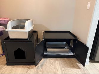 Hidden litter house w stainless steel liter box