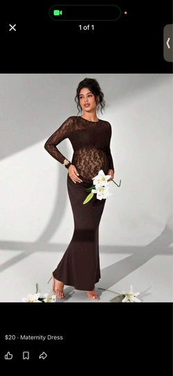 Brown Maternity Baby Shower Dress