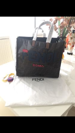 Fendi Mania Logo Shopper Tote Zucca Coated Canvas Large  NWT