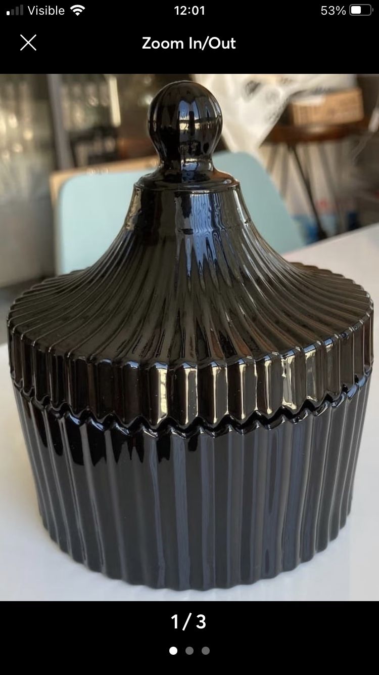 6 Luxury Glass Candle Vessels With Lid 8oz (240ml) Color Black