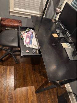 Desk - black solid wood w drawer