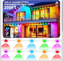 🆕 in 📦 200FT Permanent Outdoor Lights,Smart RGB+IC Eaves Lights for House,App&Remote Control,LED Roofline Lights,Waterproof Exterior House Lights fo