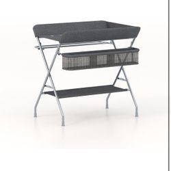 Baby Diaper Changing Table - Foldable Portable Folding Changing Table Station w/Storage Organizer