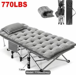 New 75 inch Queen Size Foldable and Portable cot with extra thick Gray Mattress