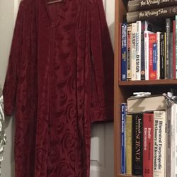 Jasmine Rose  Large Red Robe With Damask Roses