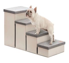 Dog Pet Stairs with Storage Foldable for up to 200 Pounds New, Open Box 37.4" x 17" x 21.3"