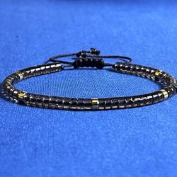 Smoky Quartz Dainty Bracelet – 4mm Natural Tube Gemstone Beads – Adjustable Minimalist Crystal Jewelry