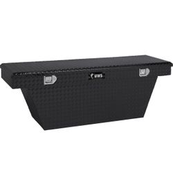 GLOSS BLACK ALUMINUM 63" DEEP ANGLED TRUCK TOOL BOX #TBSD-63A-BLK