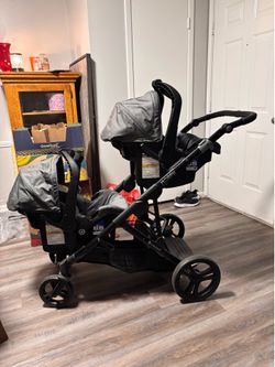 Double stroller with car seats