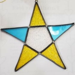 Stained Glass Star - Blue and Yellow