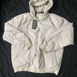 ZKBRND White Hooded Bomber Jacket – With Tags