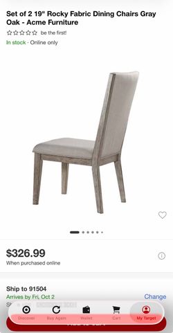 Set of 2 19" Rocky Fabric Dining Chairs Gray