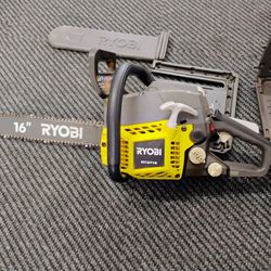 ryobi 16 inch gas chainsaw ry3716 tree saw cutting
