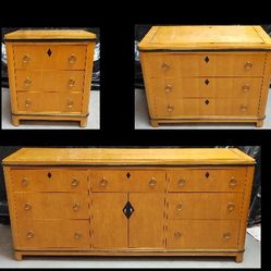 Vtg National Mount Airy Biedermeier Bedroom Dresser Nightstand Chest Art Deco Mt