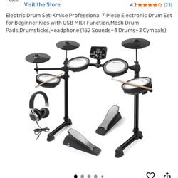 Electric Drum Set-Kmise Professional 7-Piece Electronic Drum Set for Beginner Kids