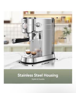 Espresso and Coffee Makers, Professional 20 Bar Espresso Maker with Milk Frother, Stainless Steel Expresso Coffee Machines for Home, Compact Cappuccin