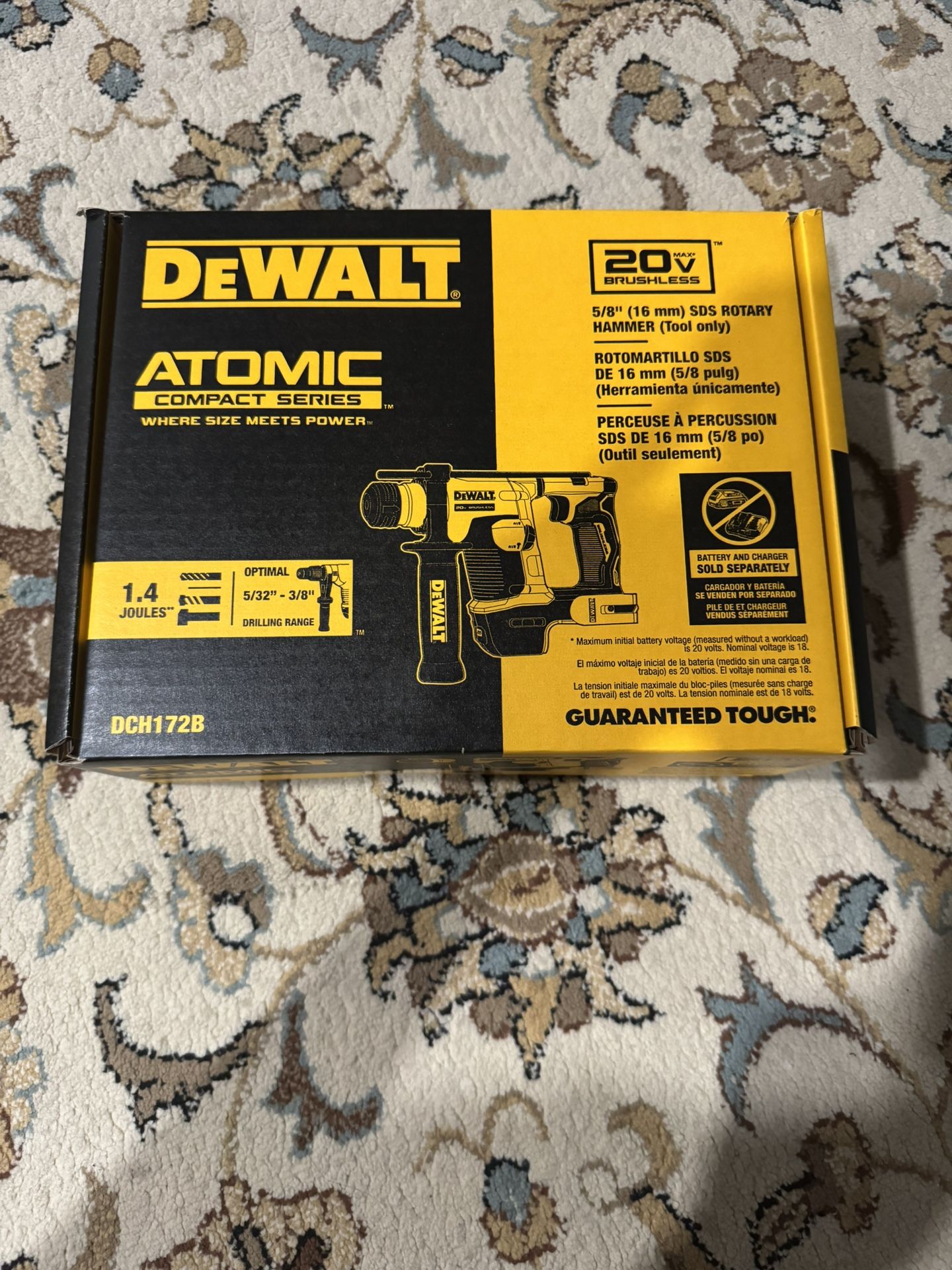 DeWALT DCH172B 20V MAX ATOMIC 5/8" Brushless SDS Plus Rotary Hammer - Bare Tool