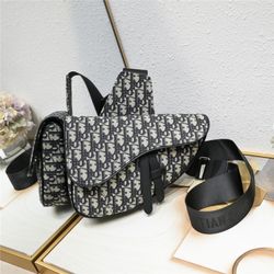 Christian Dior Beige and Black Saddle Bag