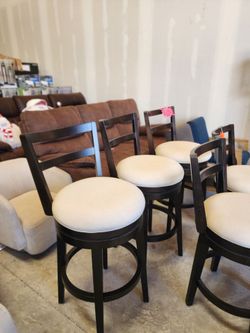30" Swivel Bar Stools with Upholstered Seats – Set of 3