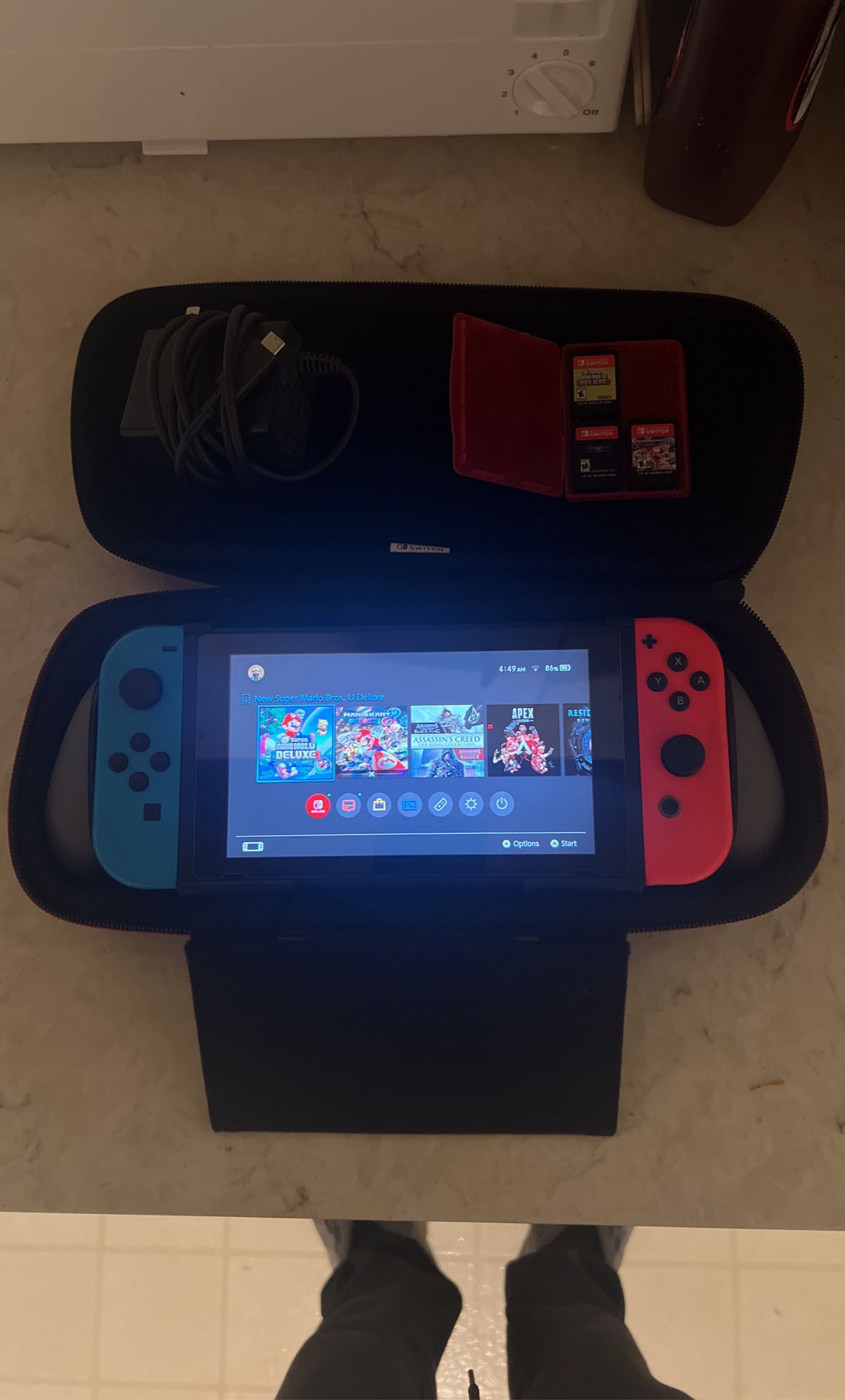 Nintendo Switch with 3 Games and Case MINT