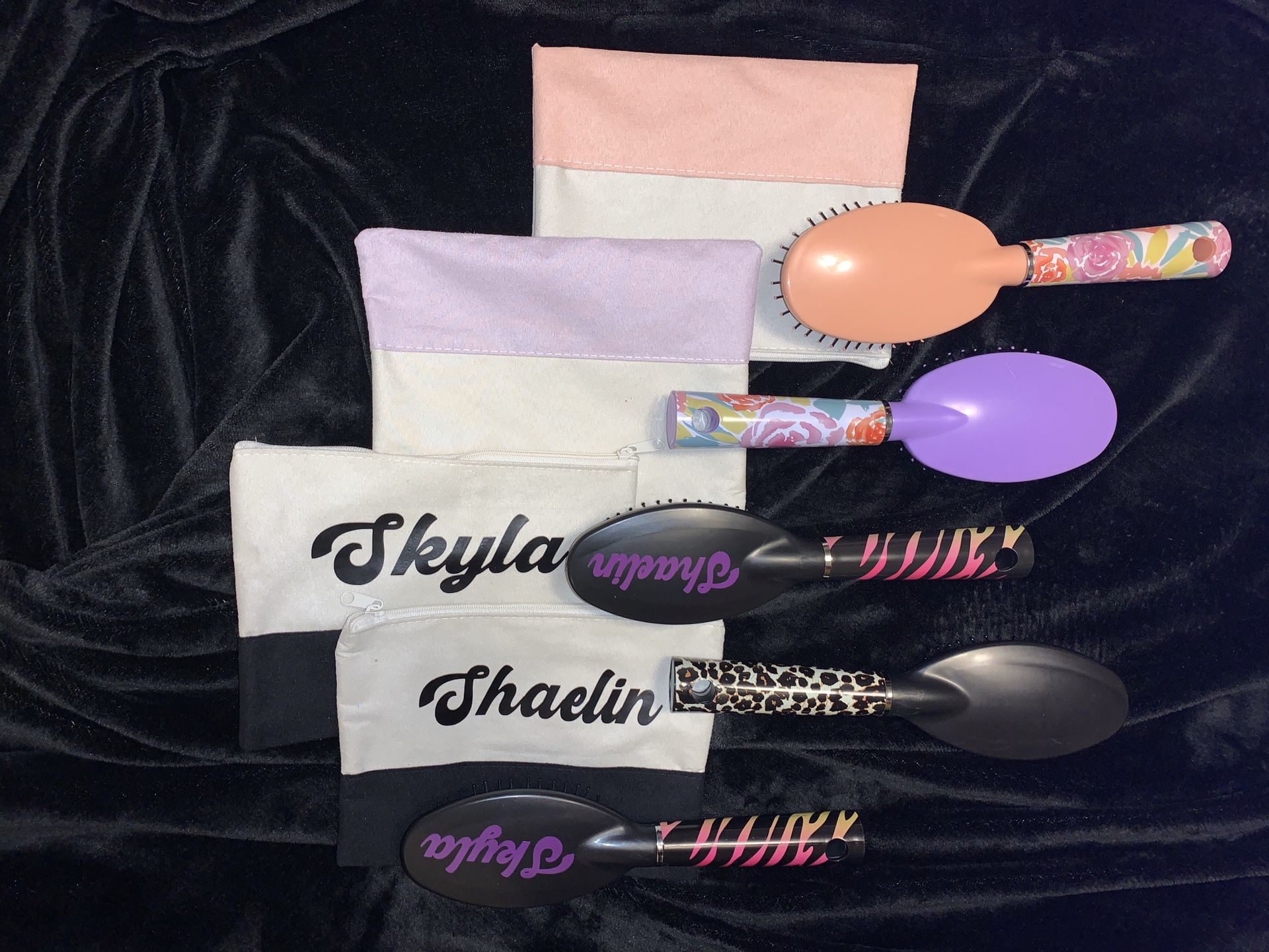 Makeup bags and matching brushes