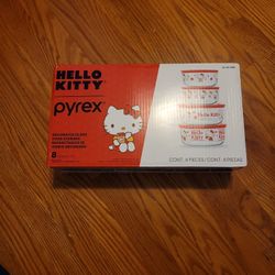 Hello Kitty Pyrex Food Craft Glass Plastic Storage Set Of 8 Pieces NIB