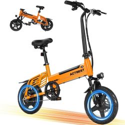 Actbest Electric Bike for Adults 750W Peak Motor, 14-inch Folding Mini Ebike, E Bicycles with 20MPH 280.8Wh Built-in Battery, 26 Miles PAS Range,